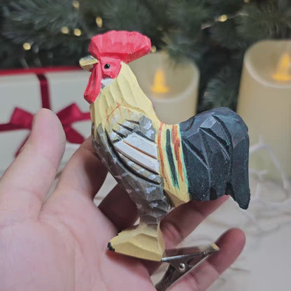 Chicken Wooden Clip-on Christmas Tree Ornament