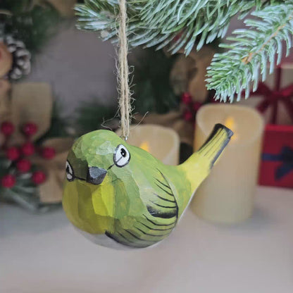 White-Eyes Wooden Hanging Christmas Tree Ornament