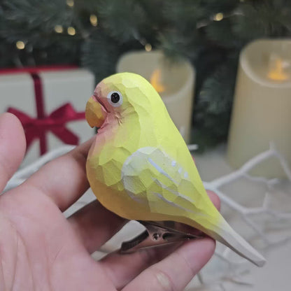 Parakeet Wooden Clip-on Christmas Tree Ornament