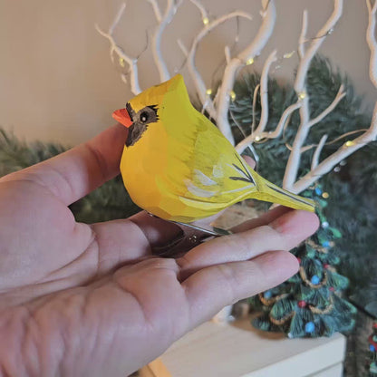 Cardinal Yellow Clip-on Bird Ornament