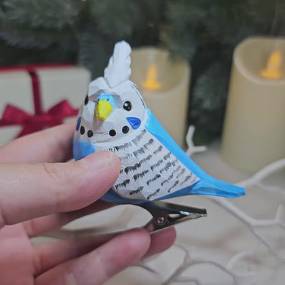 Budgie Wooden Clip-on Christmas Tree Ornament