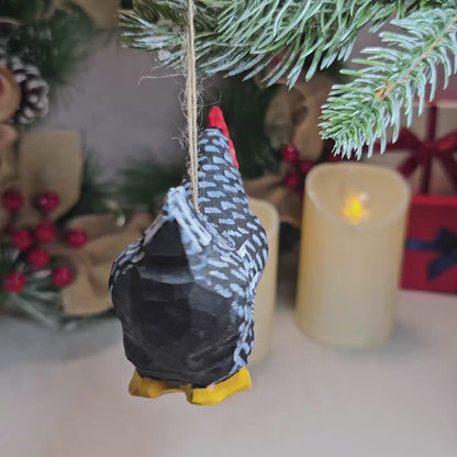 Chicken Wooden Hanging Christmas Tree Ornament