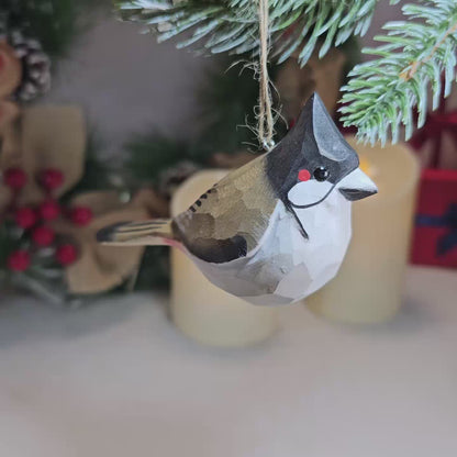 Red-whiskered Bulbul Wooden Hanging Christmas Tree Ornament