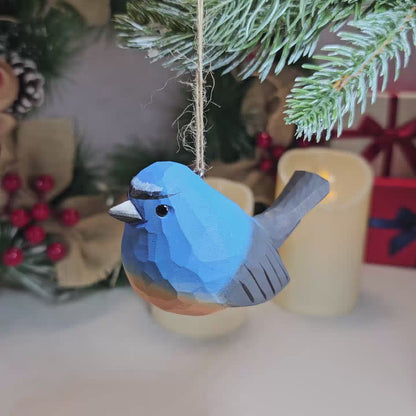 Snowy-browed Flycatcher Wooden Hanging Christmas Tree Ornament