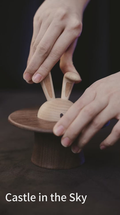 Magician Rabbit Music Boxes Handmade Wooden