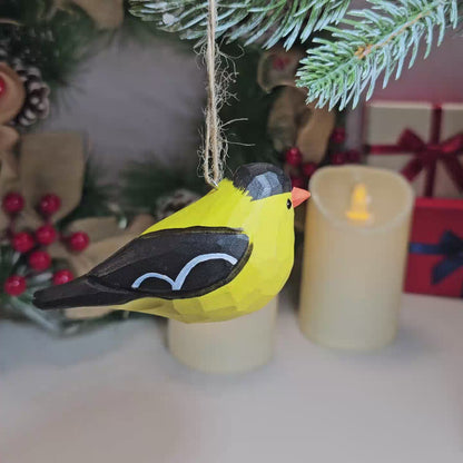 American Goldfinch Wooden Hanging Christmas Tree Ornament