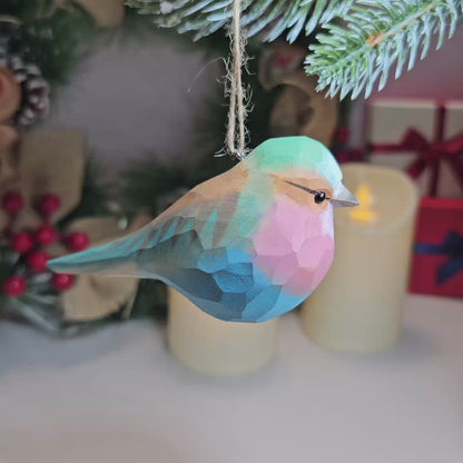 Lilac-Breasted Roller Wooden Hanging Christmas Tree Ornament