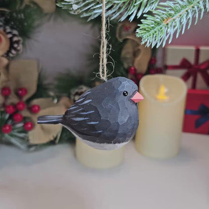 Dark-eyed Junco Wooden Hanging Christmas Tree Ornament