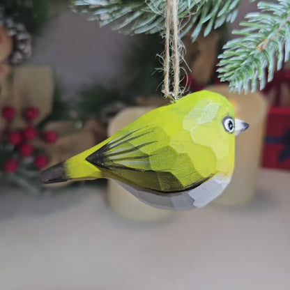 White-Eyes Wooden Hanging Christmas Tree Ornament