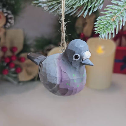 Baby Pigeon Wooden Hanging Christmas Tree Ornament