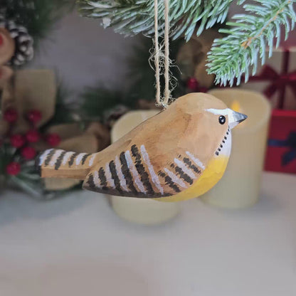 Carolina Wrens Wooden Hanging Christmas Tree Ornament