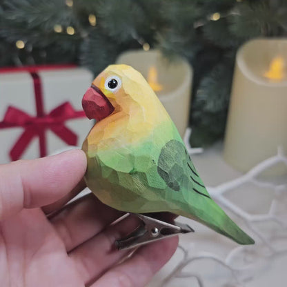 Parakeet Wooden Clip-on Christmas Tree Ornament