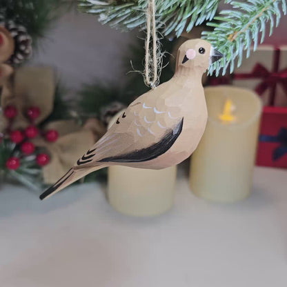 Mourning Dove Wooden Hanging Christmas Tree Ornament