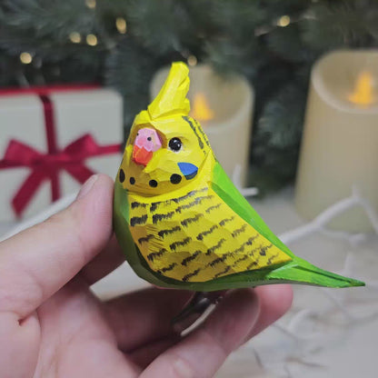 Budgie Wooden Clip-on Christmas Tree Ornament