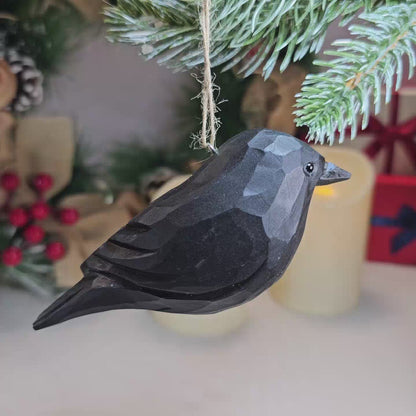 Crow Wooden Hanging Christmas Tree Ornament