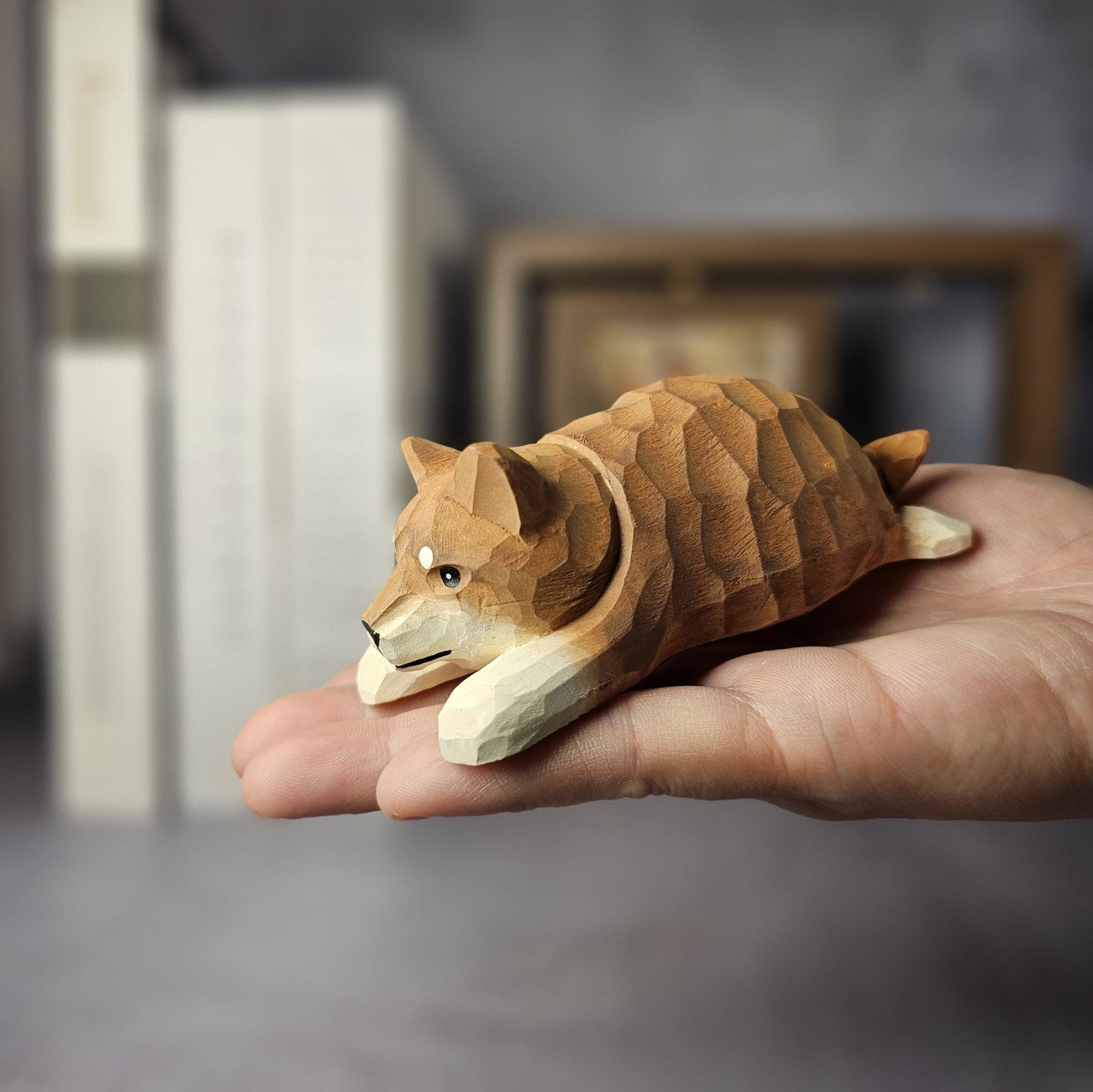 Shiba Inu Hand-Carved Wooden Figurine: A Delightful Canine Companion - Wooden Islands