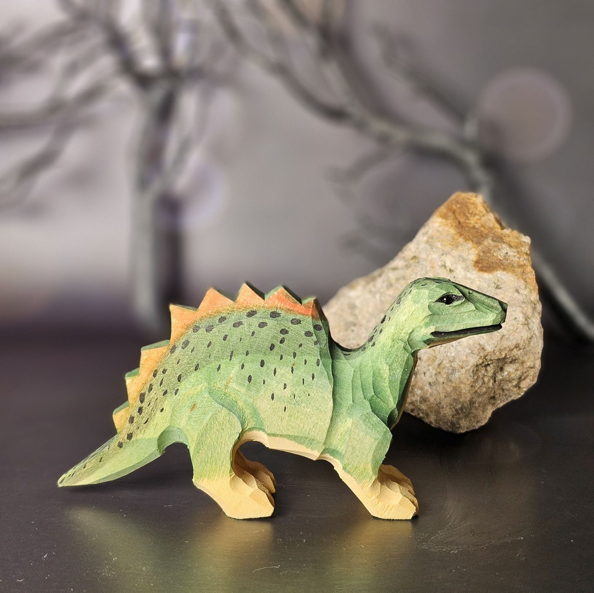 Stegosaurus Hand-Carved Wooden Figurine - Wooden Islands