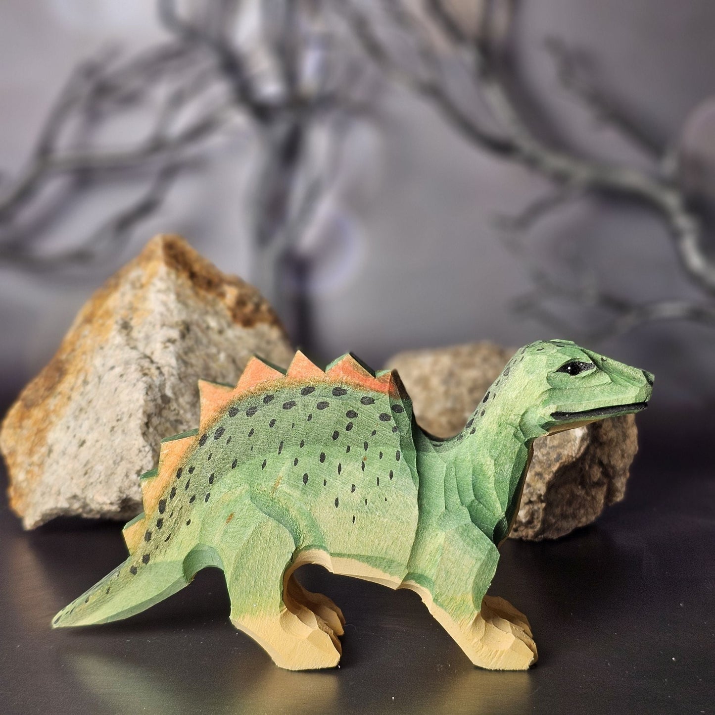 Stegosaurus Hand-Carved Wooden Figurine - Wooden Islands