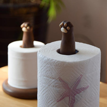 Tissue Holder Cat Paw Wooden Hand Carved Decorative - Wooden Islands
