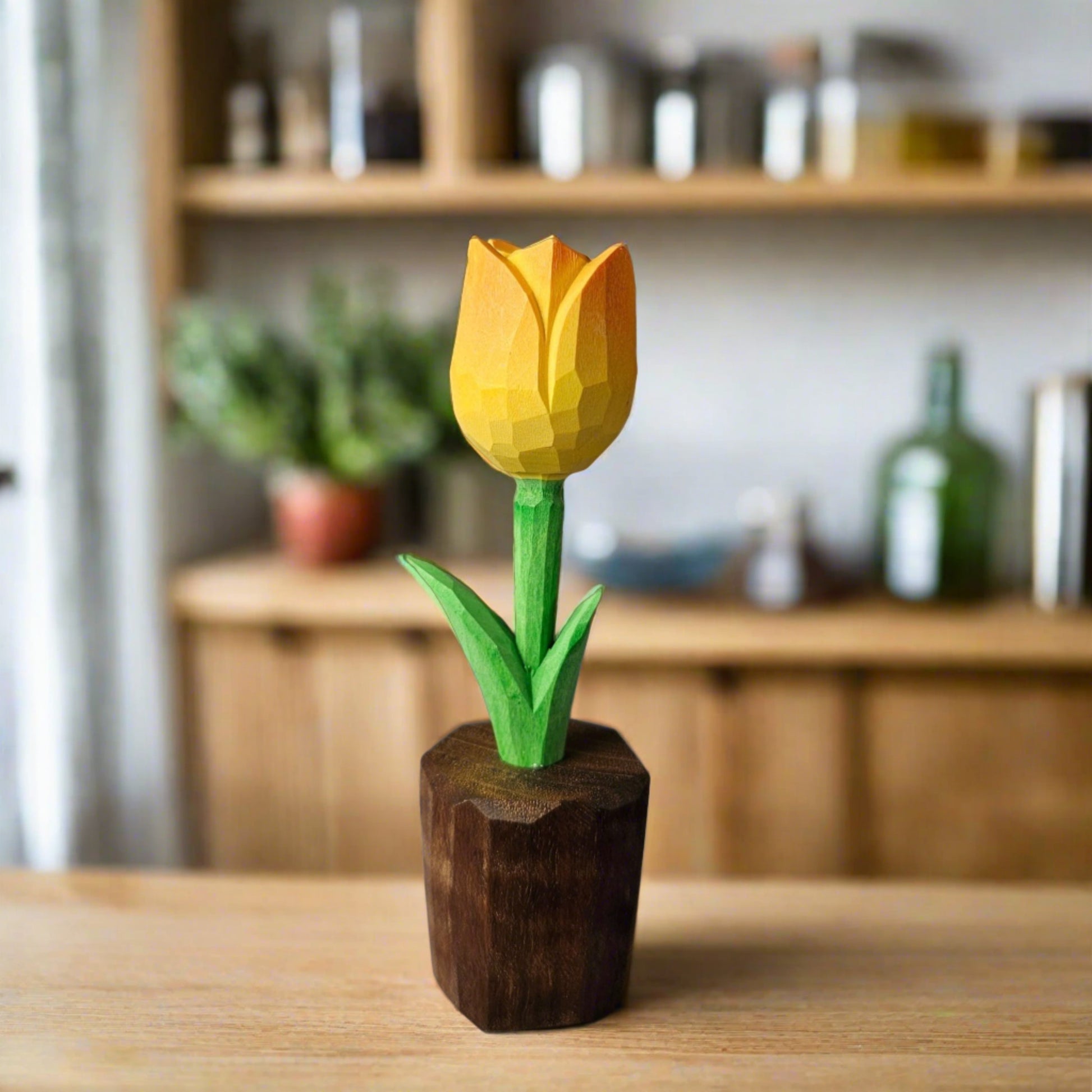 Tulip Hand-Carved Wooden Flower - Wooden Islands