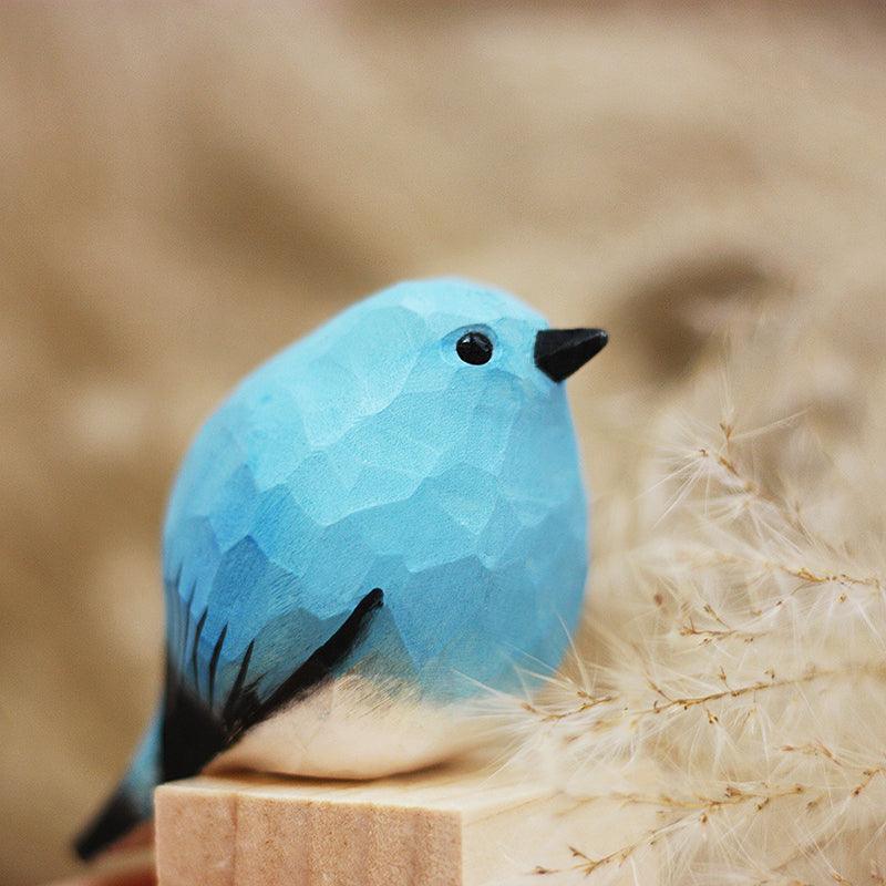 2nd Gen Mountain Bluebird Figurines Hand Carved Painted Wooden borb - Wooden Islands
