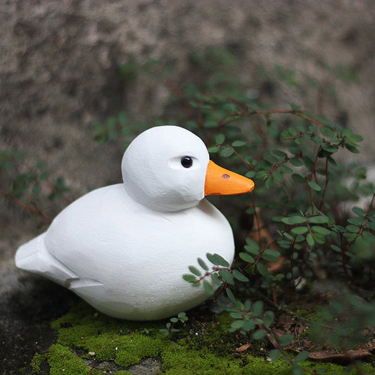 Adorable Cole Duck Figurine - Hand-Painted Wooden Sculpture for Animal Lovers - Wooden Islands