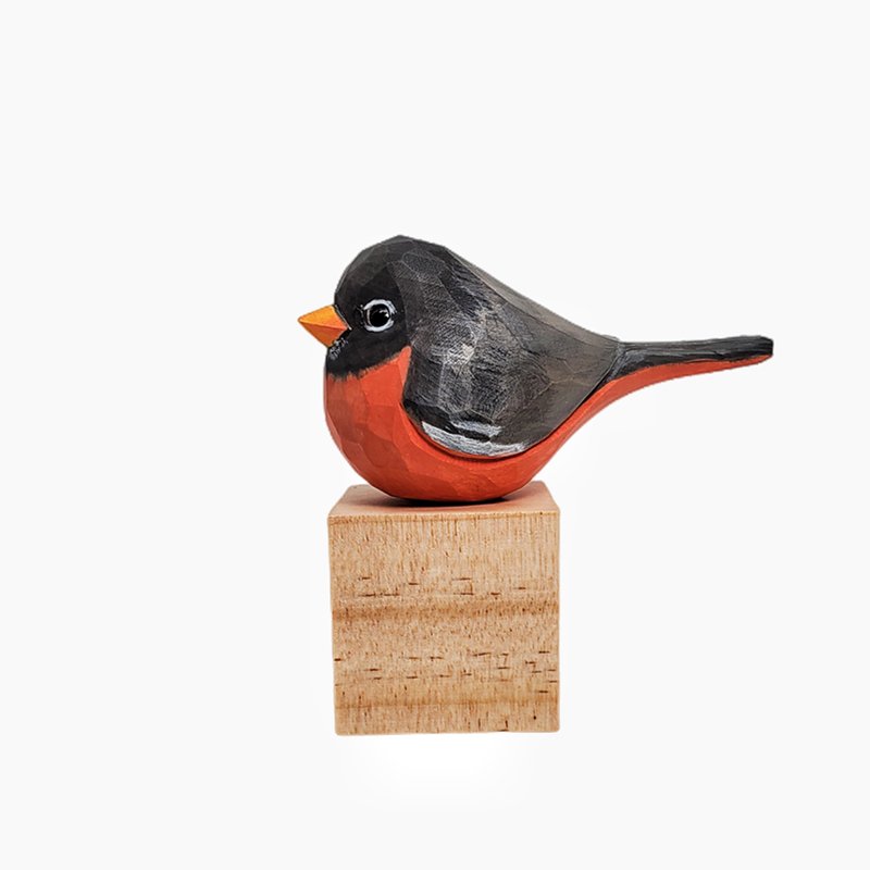American Robin Painted Bird Figurine - Wooden Islands