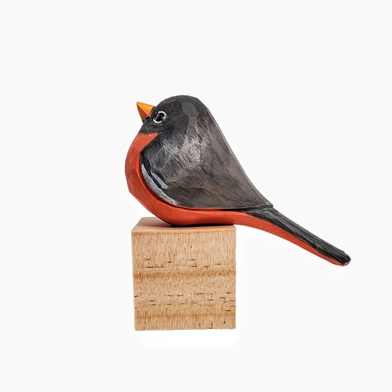 American Robin Painted Bird Figurine - Wooden Islands