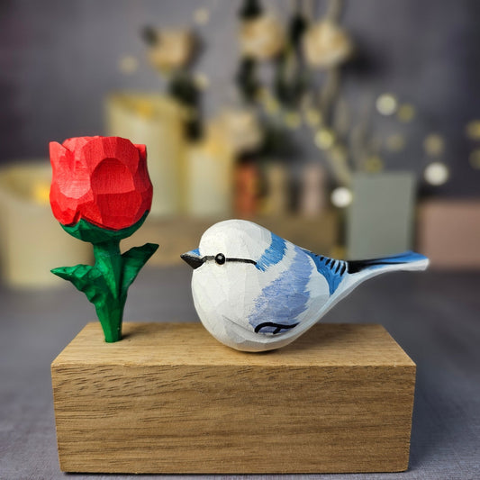 Azure Tit with Rose - Wooden Islands