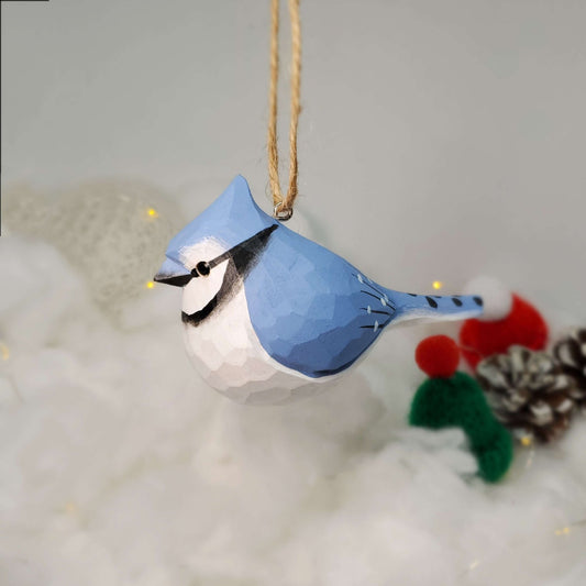 Blue Jay Bird Hanging Ornaments - Wooden Islands