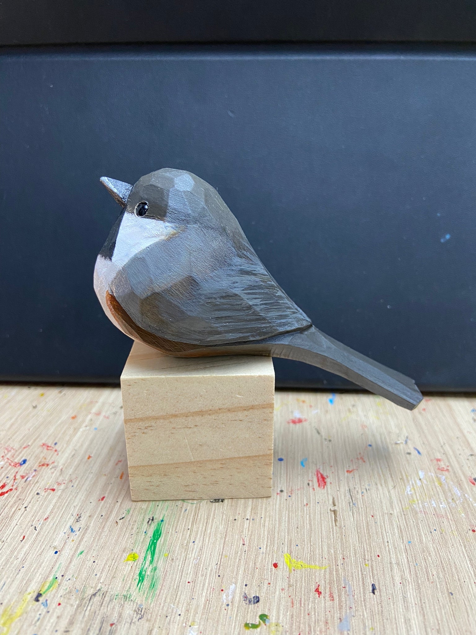 Boreal chickadee Hand-Painted Wood Bird Figurine - Wooden Islands
