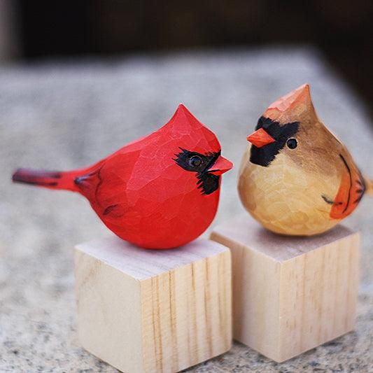 Cardinal Couple Bird Figurine - Wooden Islands