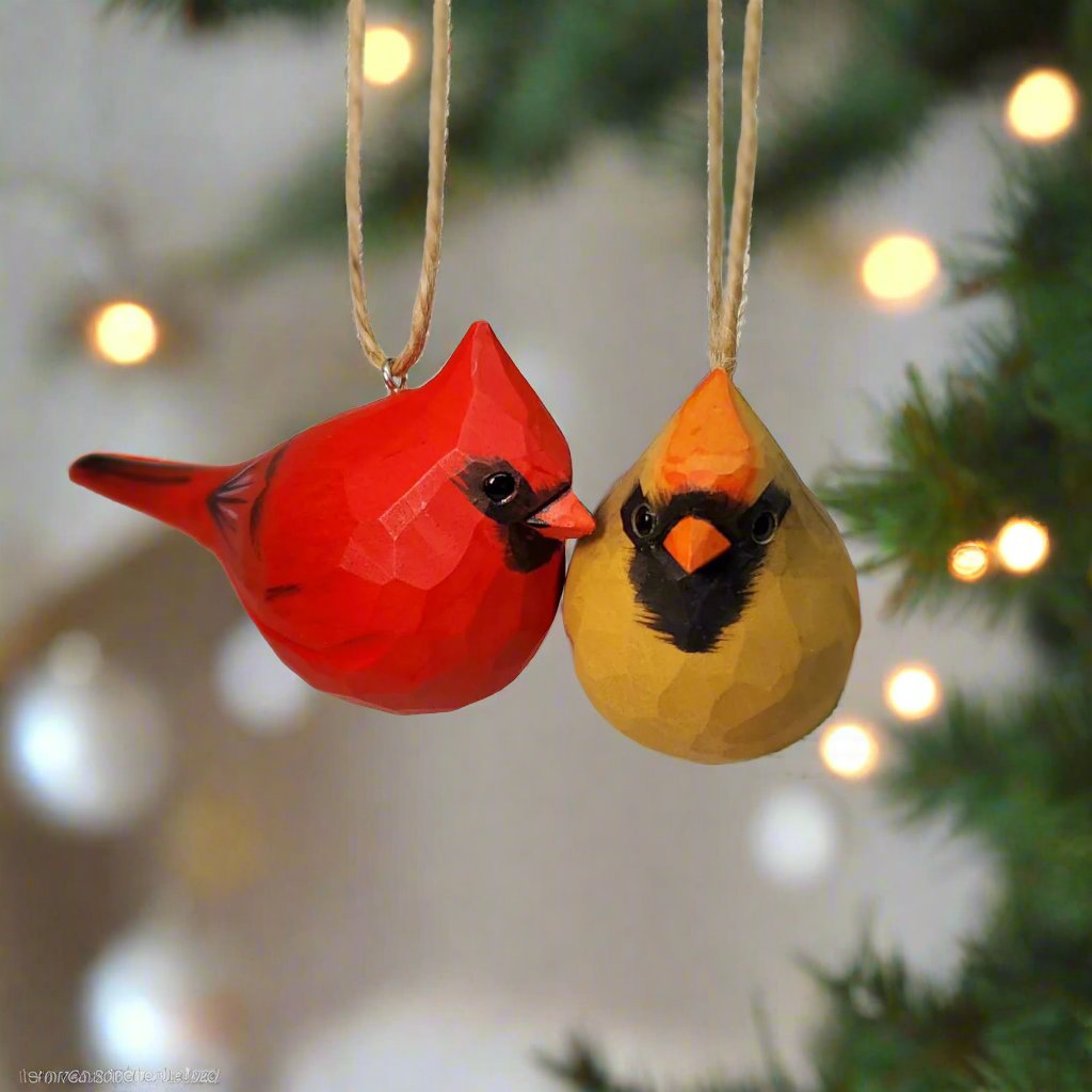 Cardinal Couple Ornaments - Wooden Islands