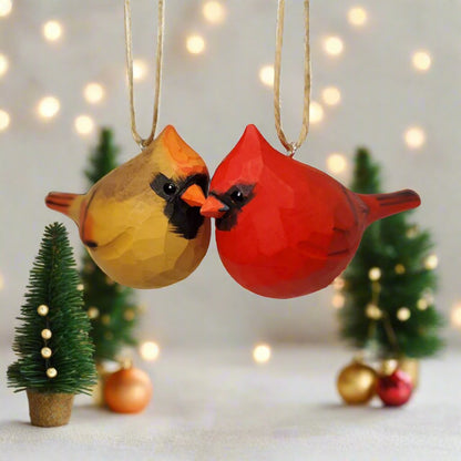 Cardinal Couple Ornaments - Wooden Islands