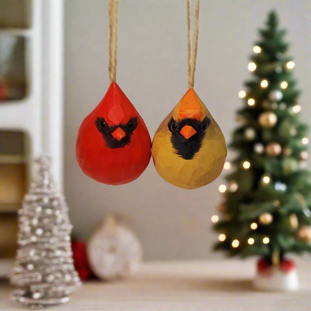 Cardinal Couple Ornaments - Wooden Islands