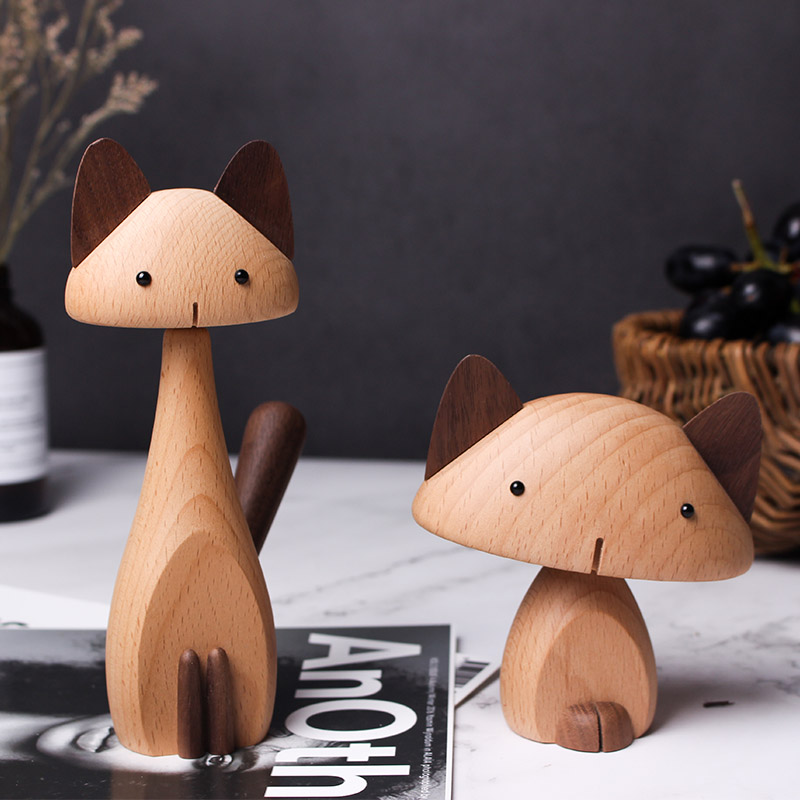 Cat Figurines Handmade Wooden Decorations - Wooden Islands