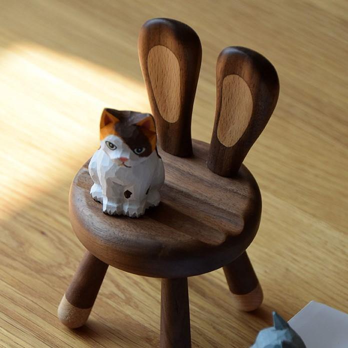 Cell Phone Holder Handmade Wooden Rabbit Ear Chair Unique Phone Stand - Wooden Islands
