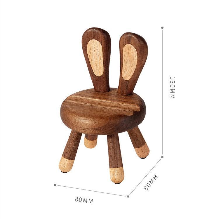 Cell Phone Holder Handmade Wooden Rabbit Ear Chair Unique Phone Stand - Wooden Islands