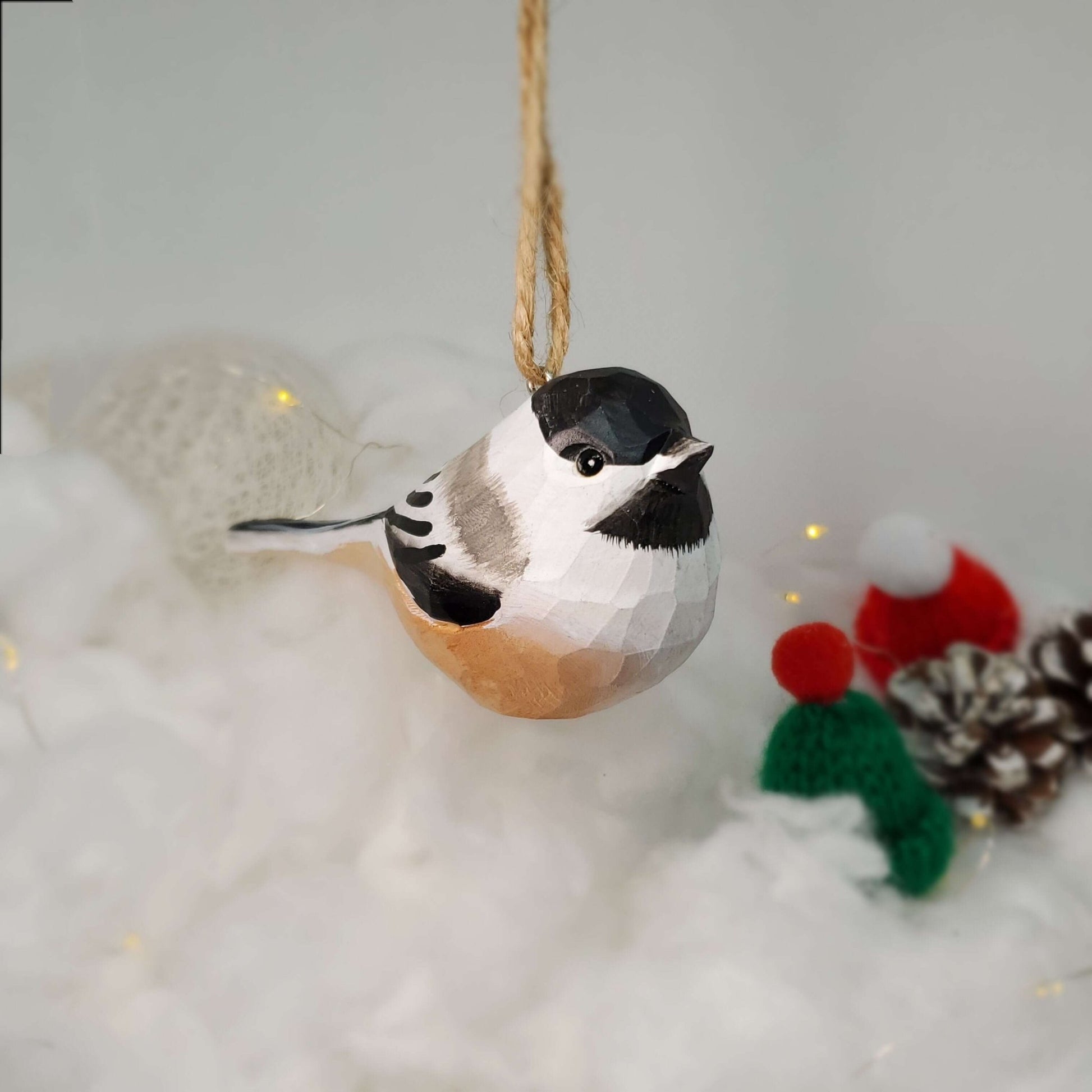 Chickadee Bird Hanging Ornaments - Wooden Islands