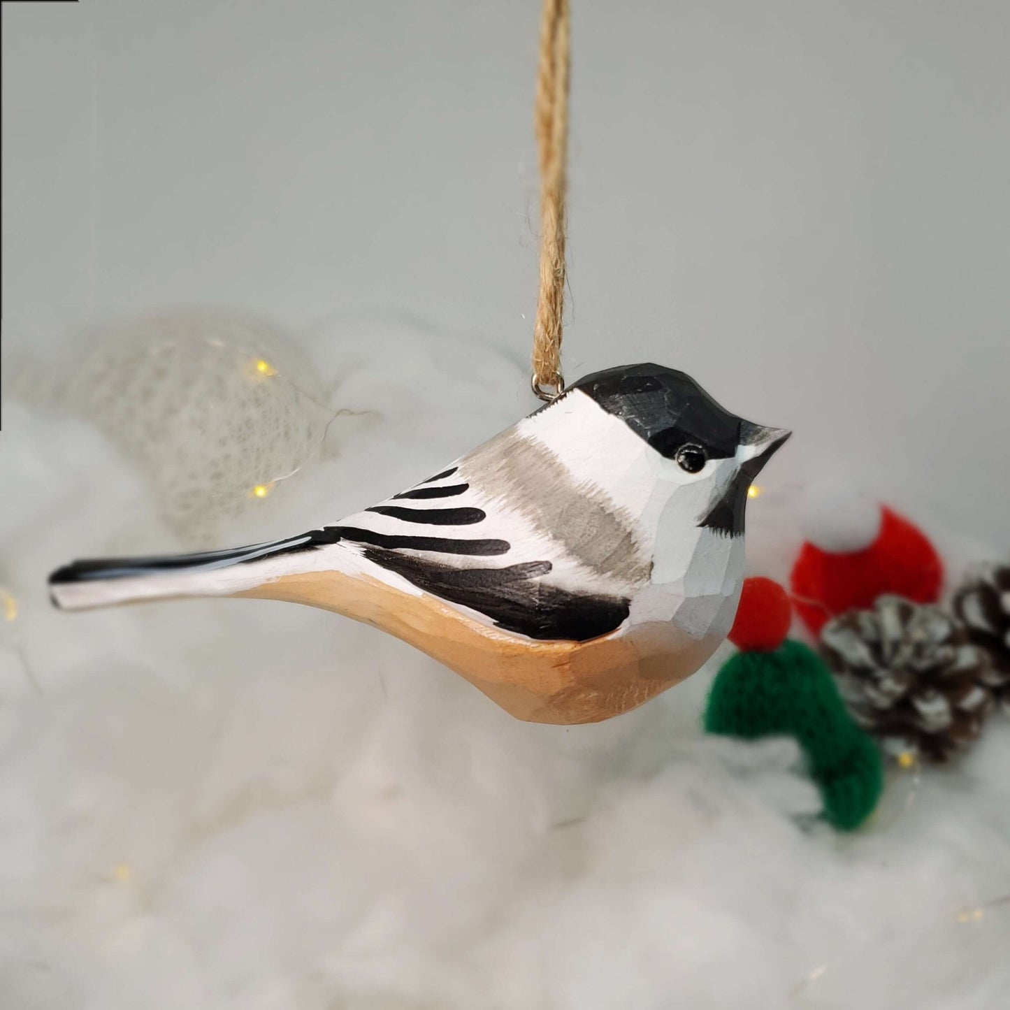 Chickadee Bird Hanging Ornaments - Wooden Islands