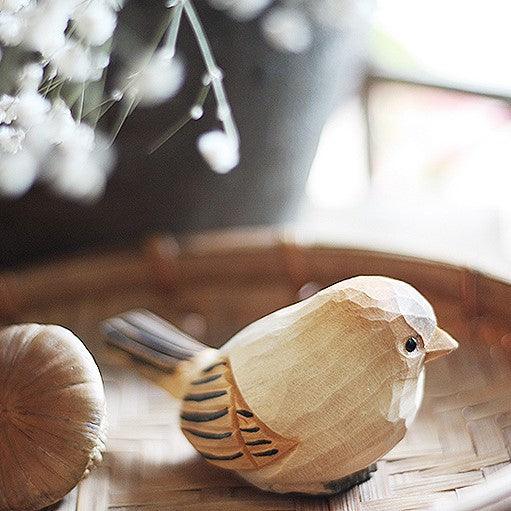 Chubby Bird Figurines Hand Carved Painted Wooden - Wooden Islands
