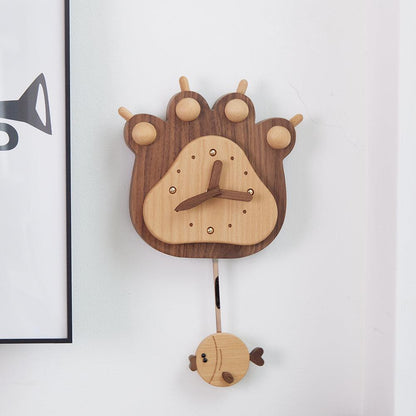 Clocks for wall Décor | Fish and Bear's paw at the same time - Wooden Islands