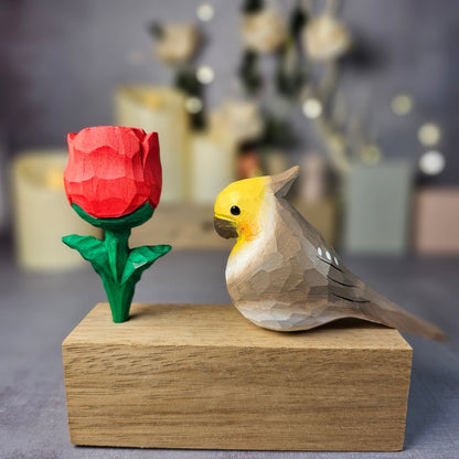 Cockatiel with Rose - Wooden Islands