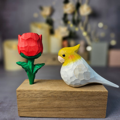 Cockatiel with Rose - Wooden Islands