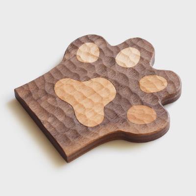 Cup Coaster Wooden Cat Paw Hand Carved Cute Caster - Wooden Islands