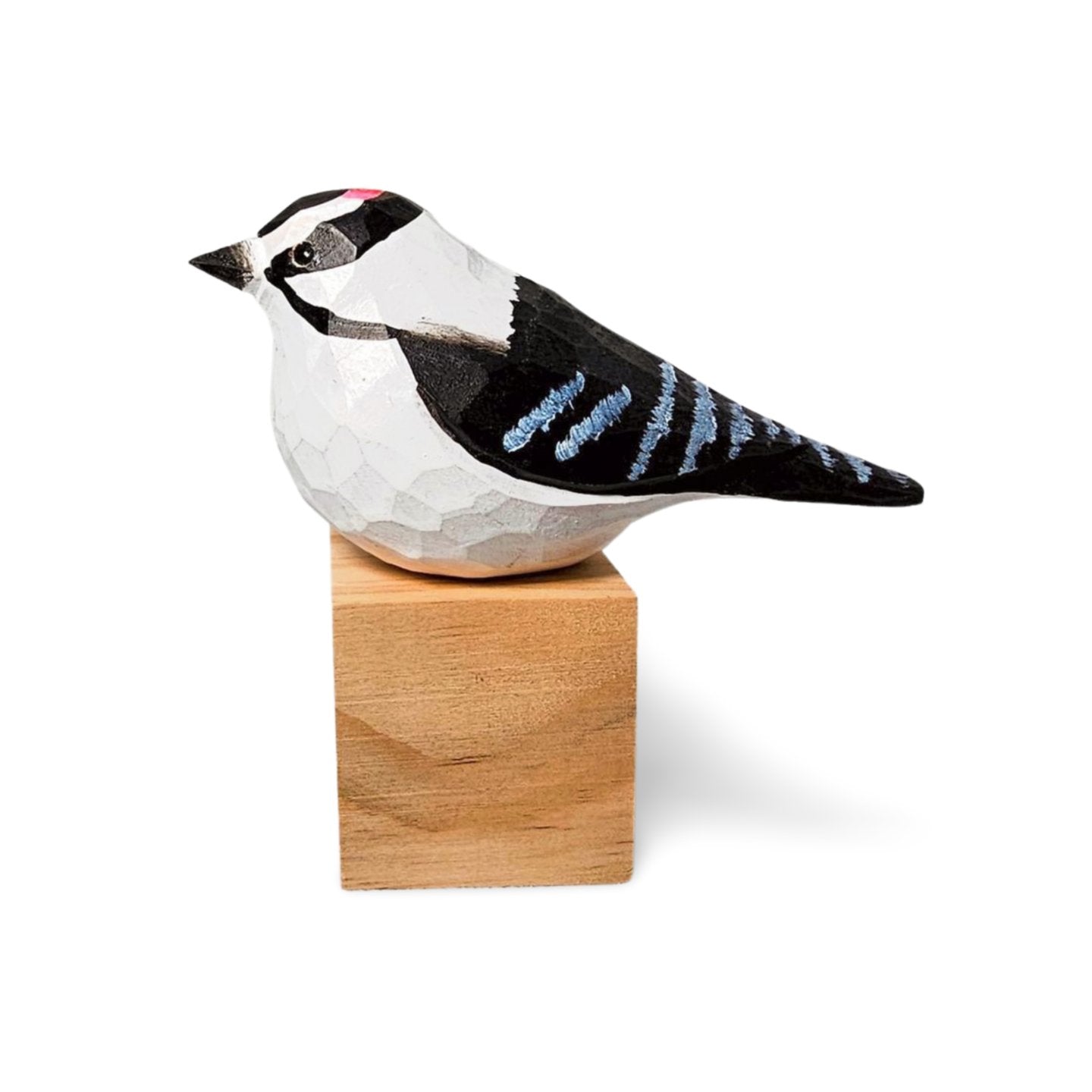 Downy Woodpecker Sculpted Hand Painted Bird Wood Figurines - Wooden Islands