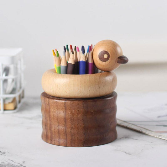 Duck Pen Holder Wooden Handmade Desk Decor - Wooden Islands