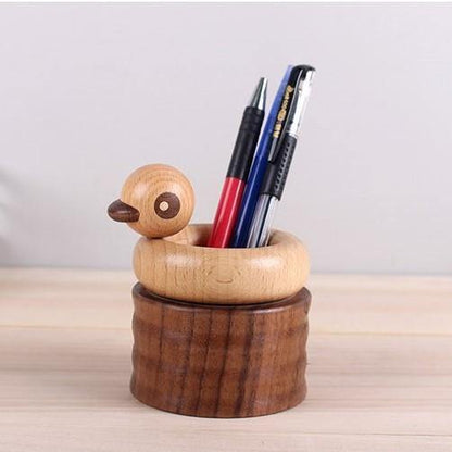Duck Pen Holder Wooden Handmade Desk Decor - Wooden Islands