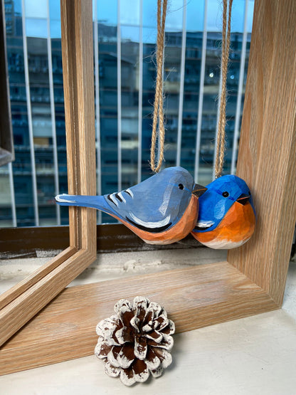 Eastern Bluebird Couple Bird Ornaments - Wooden Islands
