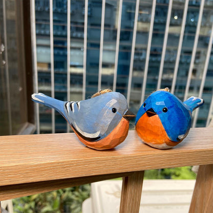 Eastern Bluebird Couple Bird Ornaments - Wooden Islands